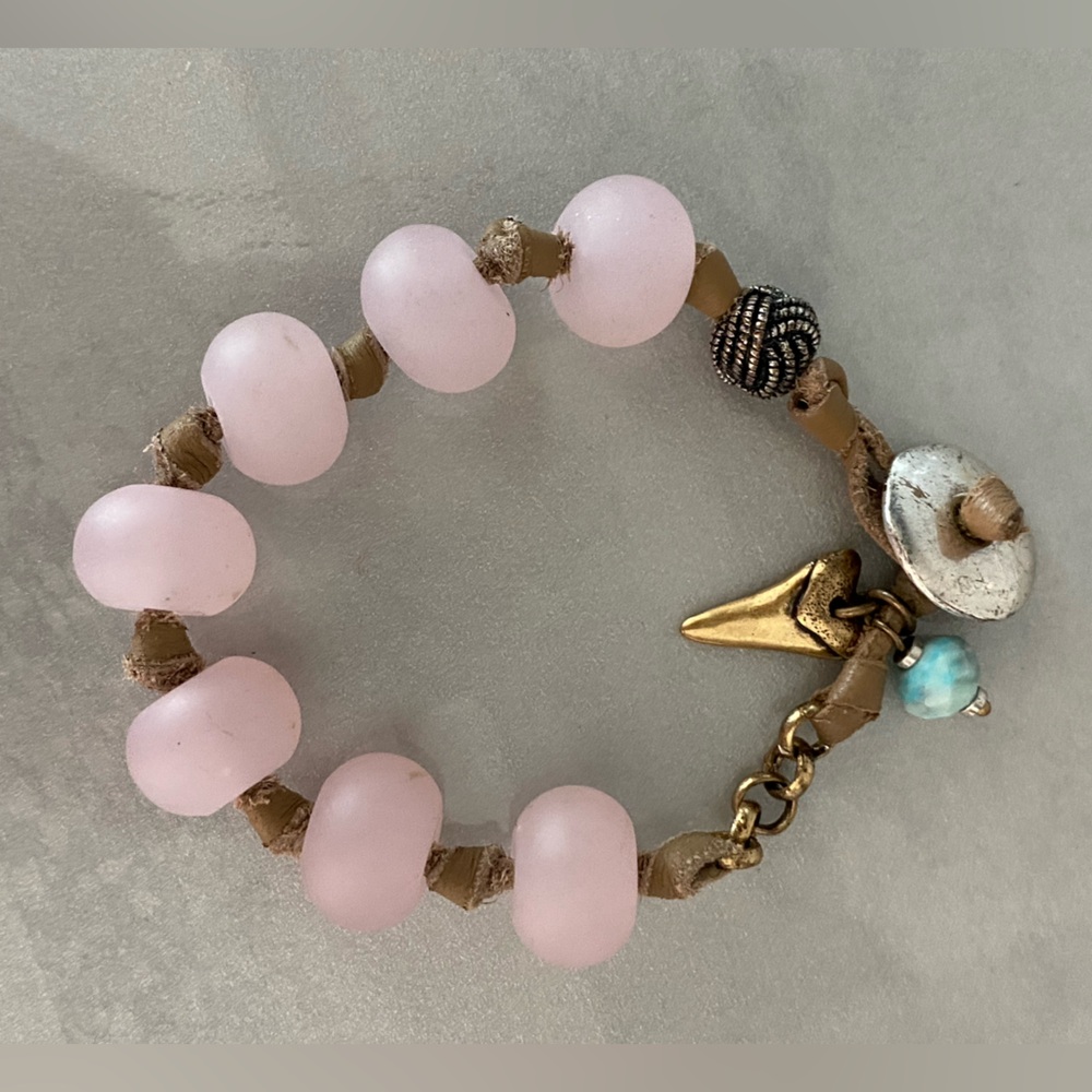 Southwest Vibe Brown Suede with Glass Beads and Charms Bracelet